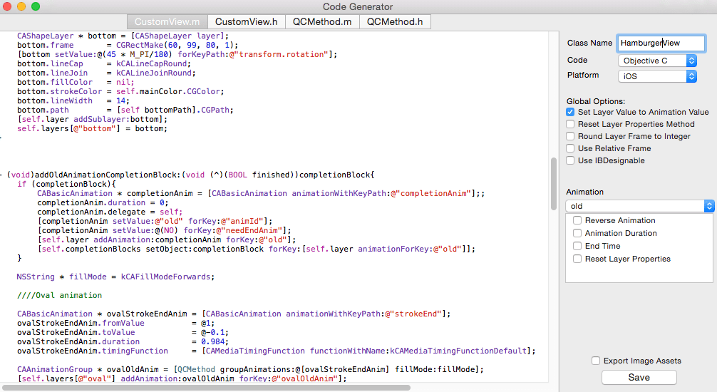 QuartzCode - 将动画转化ObjC/Swift代码工具软件